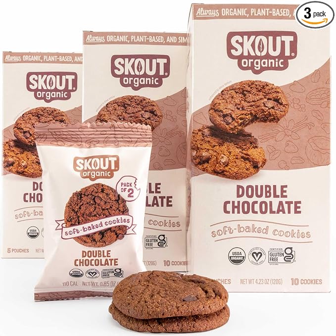 Skout Organic Double Chocolate Soft Baked Cookie (3 Pack) | Soft Baked Cookies | Plant-Based |