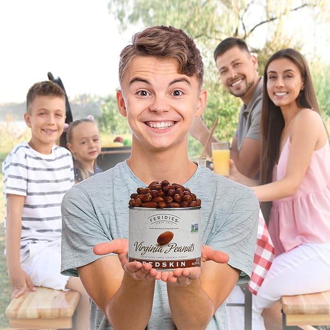 FERIDIES Extra Large Salted Red Skin Peanuts, All Natural, No Preservatives, Kosher 9 Ounce (Pack