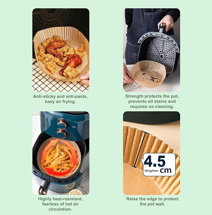 Air Fryer Liners,Disposable Airfryer Paper Liners,Non-Stick Oil-proof Water-proof for Easy Cleanup