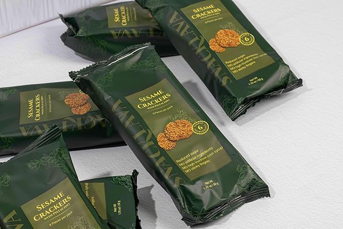 Snacklava Sesame Pistachio Crackers ??20 Pack (9 Pieces per Pack) | All-Natural, Handcrafted