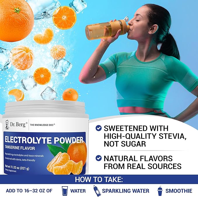 Dr. Berg Zero Sugar Hydration Keto Electrolyte Powder - Enhanced w/ 1000 mg of Potassium & Real