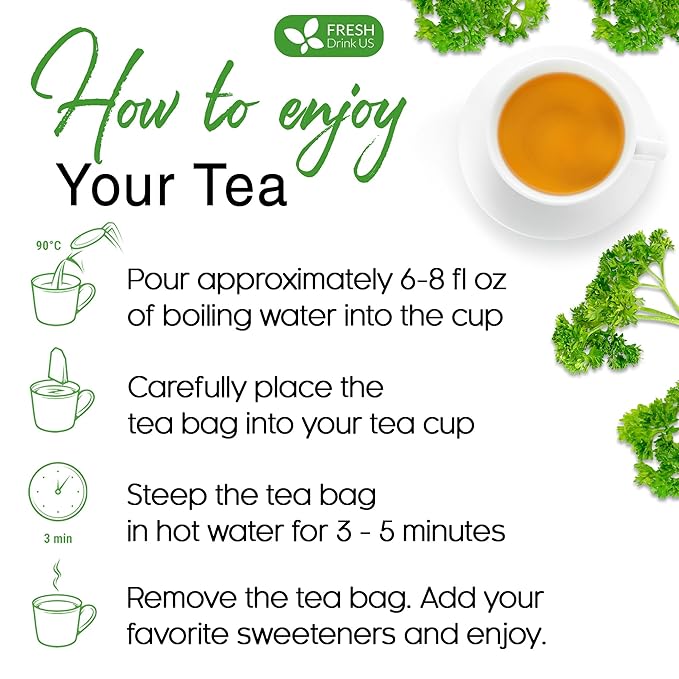 FreshDrinkUS, Premium 35 Parsley Leaf Tea Bags, 100% Natural & Pure from Parsley Leaves. Loose Leaf