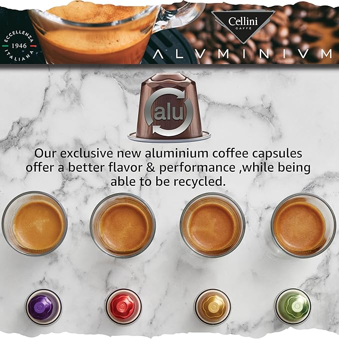 Cellini Caffè Cremoso Aluminum Nespresso Pods, 30 Count, Medium Roast Coffee Capsules, 100%