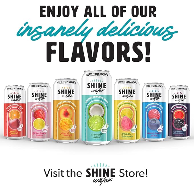 ShineWater Vitamin D Hydration Electrolyte Drink - Flavored water with electrolytes, Sugar-Free