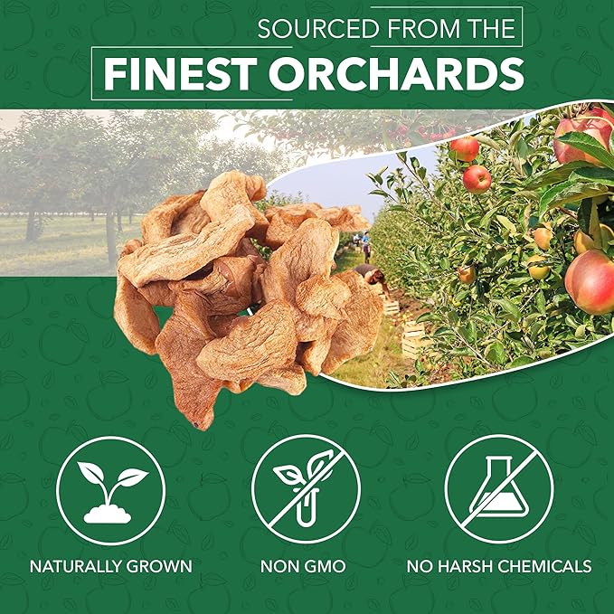 HARVEAST Dried Apples - Dehydrated Sliced Apple Snack - Tender & Sweet Whole Dried Fruits - Vegan