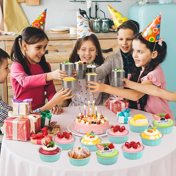 Beasea 8oz Aluminum Ramekins, 100 Pack 3.9" Mini Disposable Baking Foil Cups Ramekin Cup Cupcake