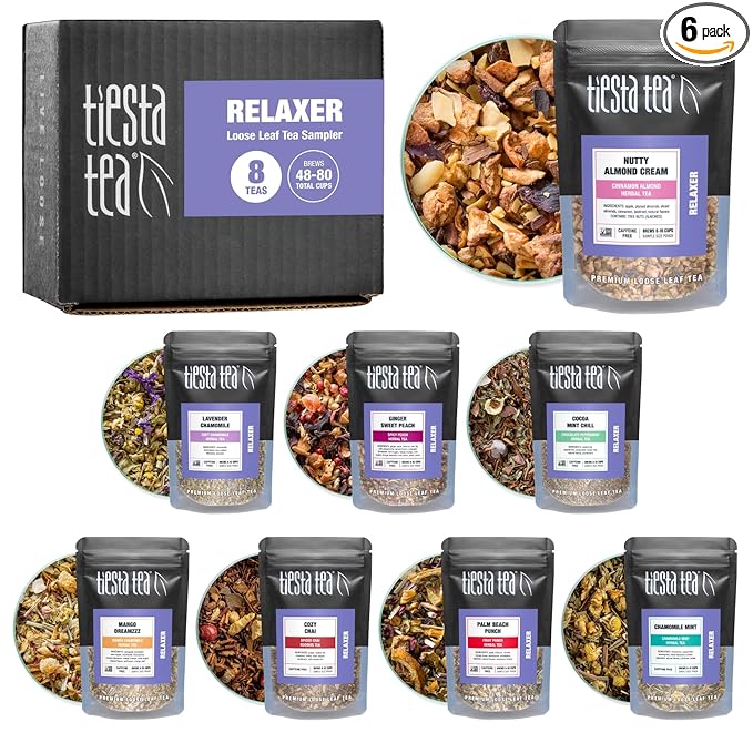 Tiesta Tea - 8 Herbal & Rooibos Sampler Dry Flight Set, Loose Leaf, No Caffeine, Makes Hot and