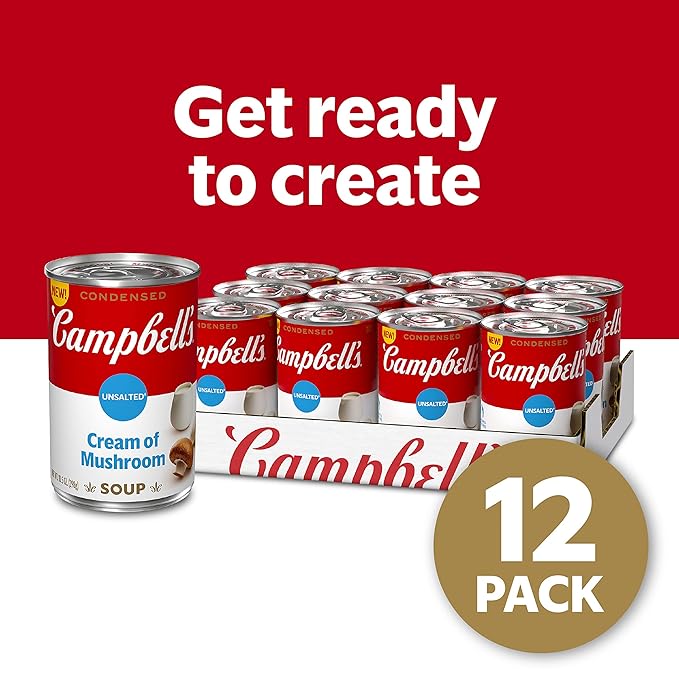 Campbell?™s Condensed Unsalted Cream of Mushroom Soup, 10.5 Ounce Can (Pack of 12), brand is