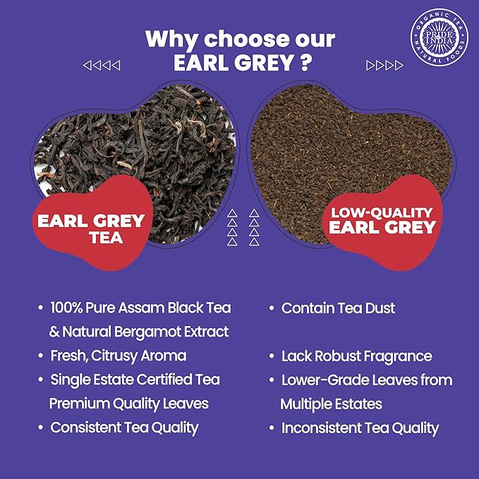 Pride of India | PACK of 6 - Earl Grey Bergamot Black Tea | 15 Pyramid Full Leaf Individually