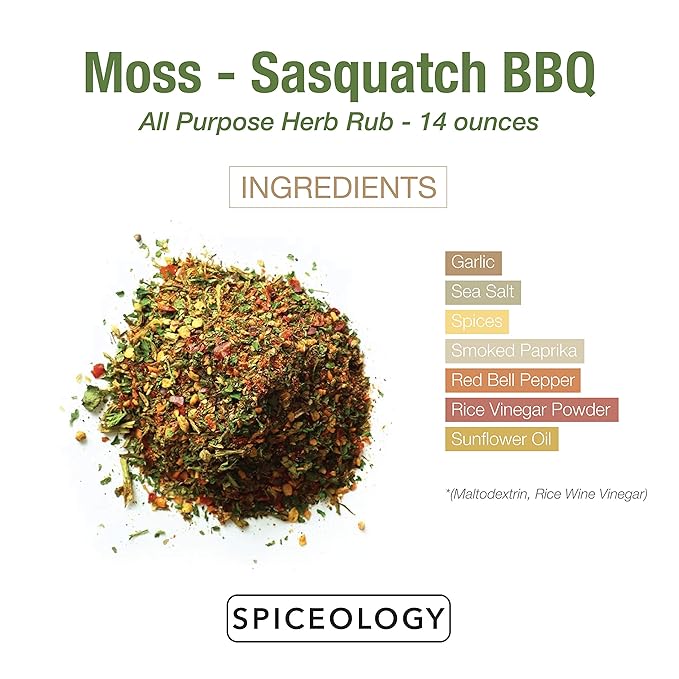 Spiceology & Sasquatch BBQ - Moss Seasoning - All-Purpose Herb Spice Rub - Use On: Pork, fish