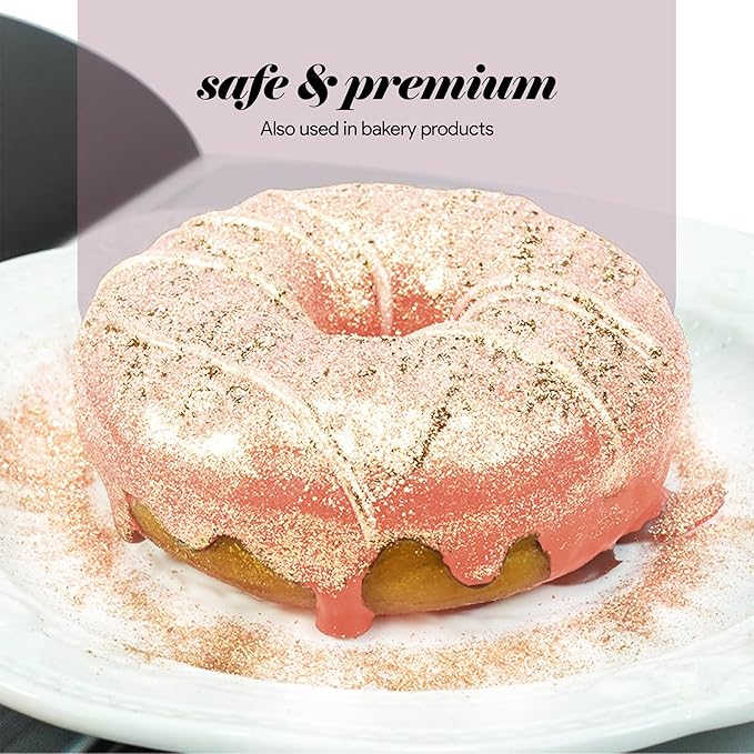 BeePoint Pink Edible Luster Dust 15g - Food Grade, Vibrant Color Shimmer Powdered Dust for Drinks