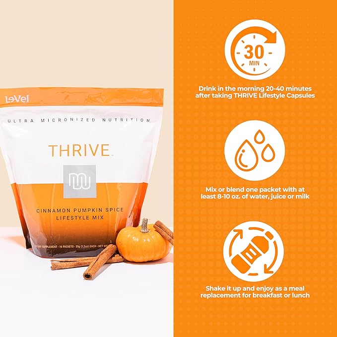 Thrive Protein Shake | 16 Packets (35g Each) | Gluten-Free, Pea Protein Blend, Probiotics, Fiber &