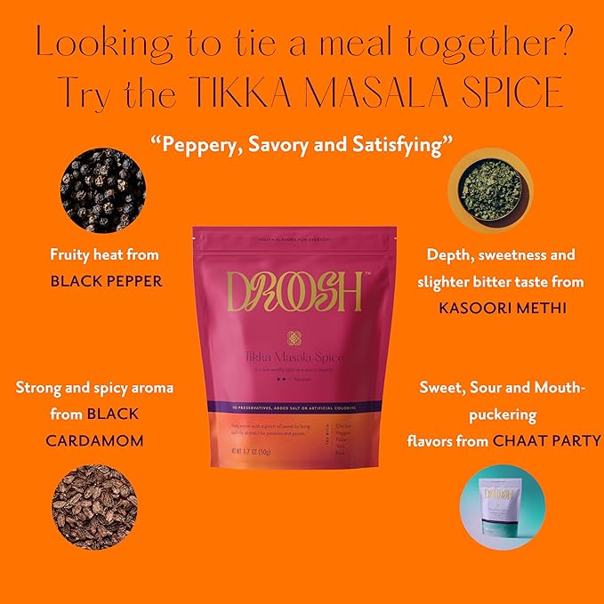 Droosh Tikka Masala Spice Mix, Indian Spices, Sweet and Savory, Tikka Masala Powder for Sandwiches