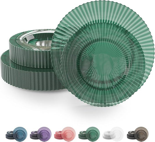 Exquisite 80 Piece Plastic Disposable Plates Set For 40 Guests I 20 X 9 Inch & 40 X 11 Inch