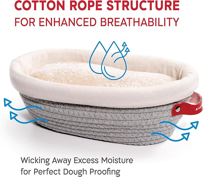 Cotton Rope Banneton Bread Proofing Basket Set, Oval & Round Bread Baskets with Liners & Covers for
