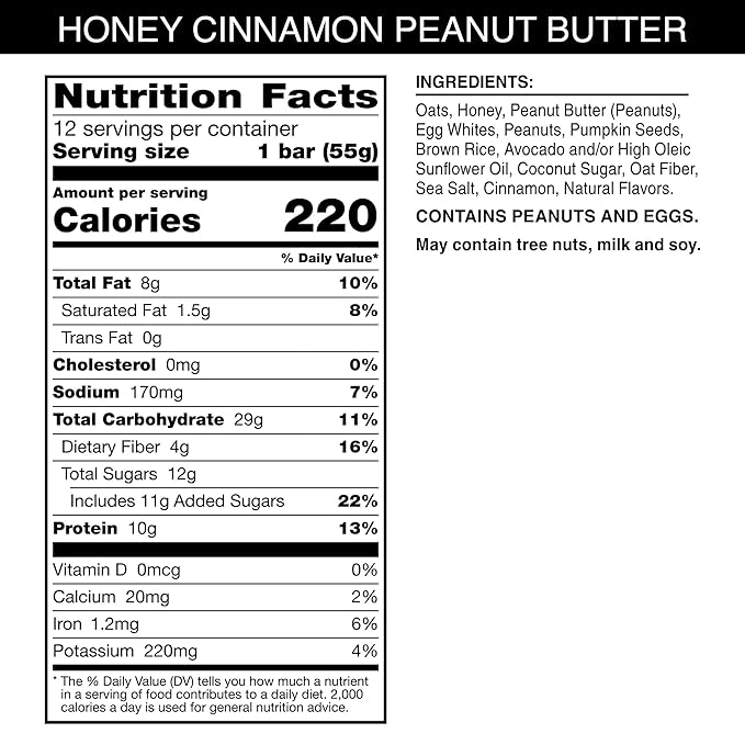 RXBAR Nut Butter and Oat Protein Bars, Protein Snacks, Snack Bars, Honey Cinnamon Peanut Butter