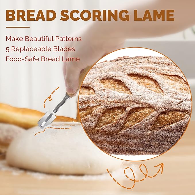 Rorecay Banneton Bread Proofing Baskets Set of 2, 10 Inch Oval Cane Sourdough Bread Rising Basket