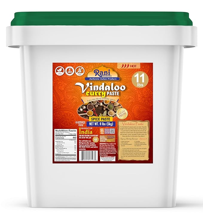 Rani Vindaloo Curry Cooking Spice Paste, Hot! 176oz (11lbs) 5kg Bulk ~ No Colors | All Natural |