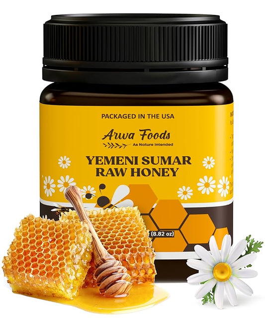 Arwa Foods Yemeni Al-Samar Raw Honey - Royal Yemeni Raw Organic honey from Wadi of Douan - 100%