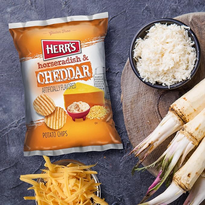 Herr???Potato Chips, Horseradish and Cheddar Flavor, Gluten Free Snacks, 6oz Bag (6 Count)
