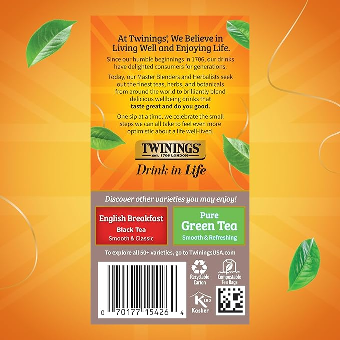 Twinings Pure Oolong Tea Individually Wrapped Bags, 20 Count (Pack of 1), Warm, Nutty Flavor &
