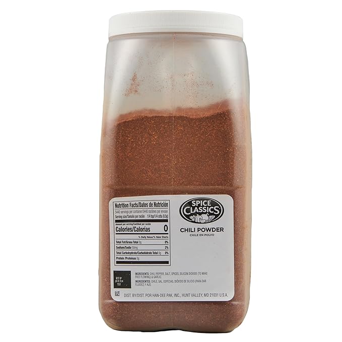 Spice Classics Chili Powder, 6 lb - One 6 Pound Container of Bulk Chili Powder, Perfect for Chili
