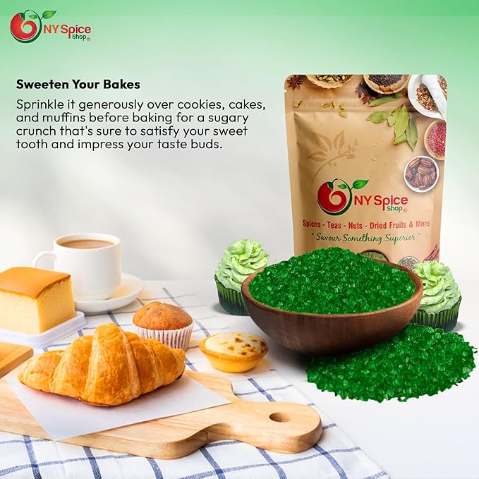 NY Spice Shop Green Sanding Sugar - 1 PoundSweet Colorful Edible Sprinkles For Candy Dish - Sugar