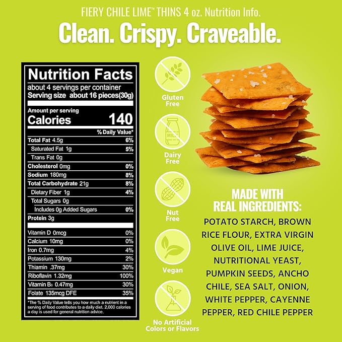 Every Body Eat Snack Thins, Allergen Friendly, Vegan, Gluten Free and Dairy Free (6 Count, Fiery