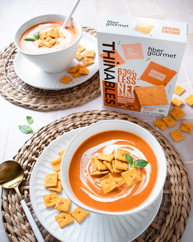 Fiber Gourmet Original Thinables Baked Cheese Crackers – Low Calorie, High Fiber Snack – 6g Net