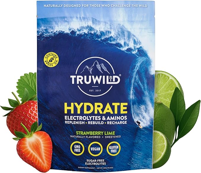 TruWild Hydrate Electrolyte + Amino Acids Drink Mix Powder, Clean Post Workout Recovery & Immune