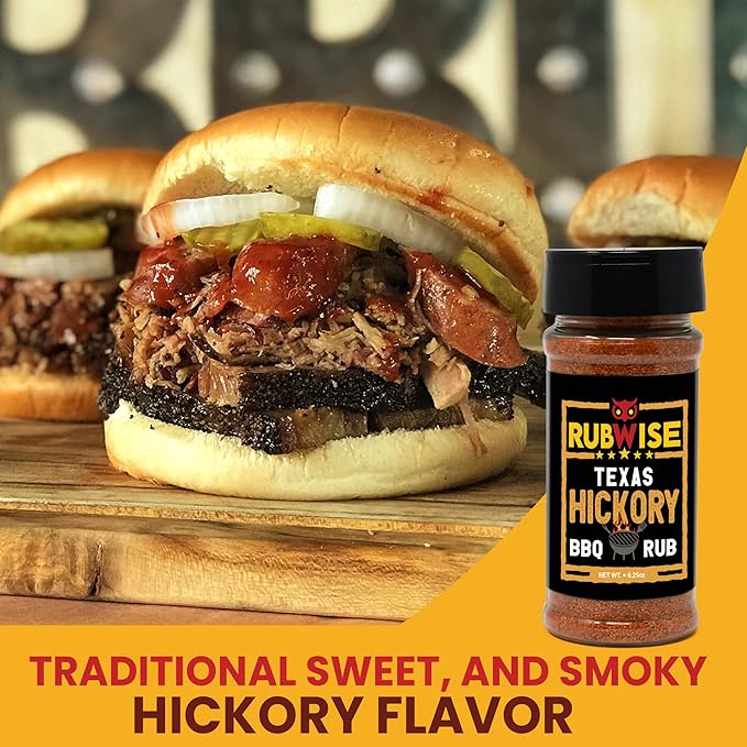 RubWise Texas Style BBQ Hickory Rub (1lb) No MSG | Meat Seasoning Spice & Dry Rub for Smoking and