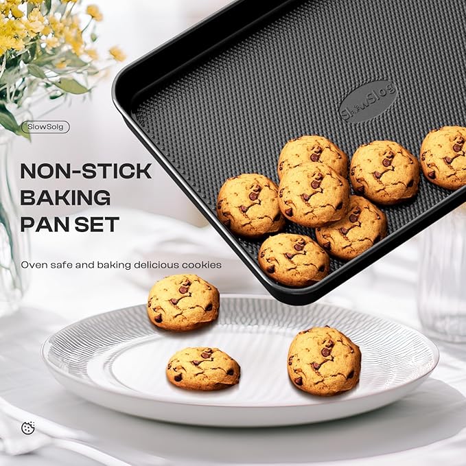 Nonstick Baking Pans Set, 8-Piece Stackable Bakeware Sets, Non-Toxic Oven Pan Set, Includes Baking
