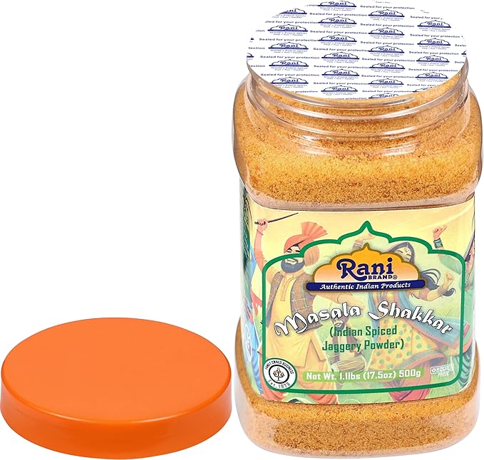 Rani Masala Shakkar (Indian Spiced Jaggery Powder) Unrefined Raw Cane Sugar 17.5oz (1.1lbs) 500g