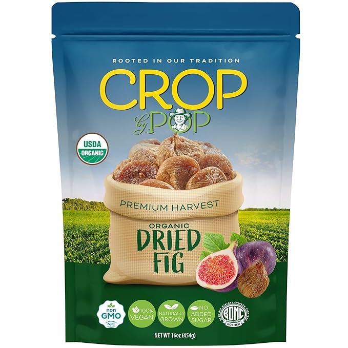 CROP BY POP - Organic Sun-Dried Turkish Smyrna White Figs (Higos, Anjeer) - No Sugar Added
