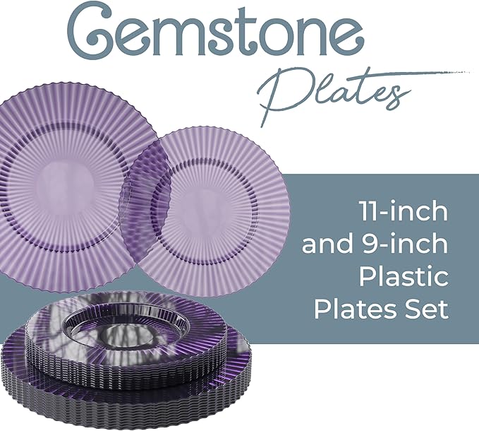 Exquisite 80 Piece Plastic Disposable Plates Set For 40 Guests I 20 X 9 Inch & 40 X 11 Inch