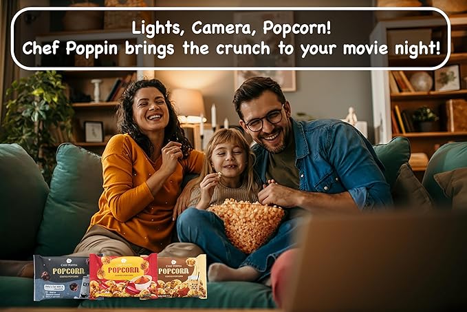 CHEF POPPIN Asian-Style Gourmet Flavored Popcorn, Non-GMO Corn, All Natural, Chili & Spice, 50g