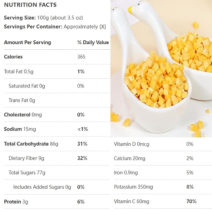 Premium Freeze-Dried Mango Slices 4.2oz (120g) - 100% Sweet Mango, No Sugar Added | Perfect for