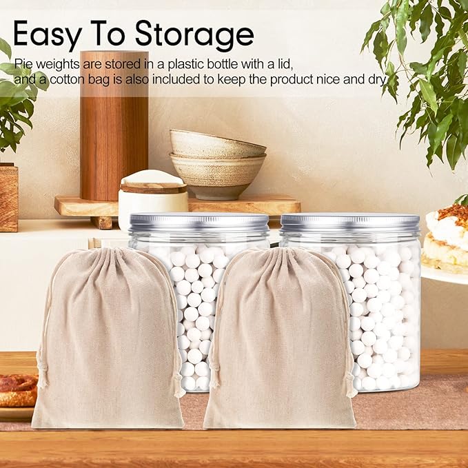 2 Pack White 2 lb Pie Weights for Baking Crust Ceramic Weights Blind Baking Beads with 50 Pcs