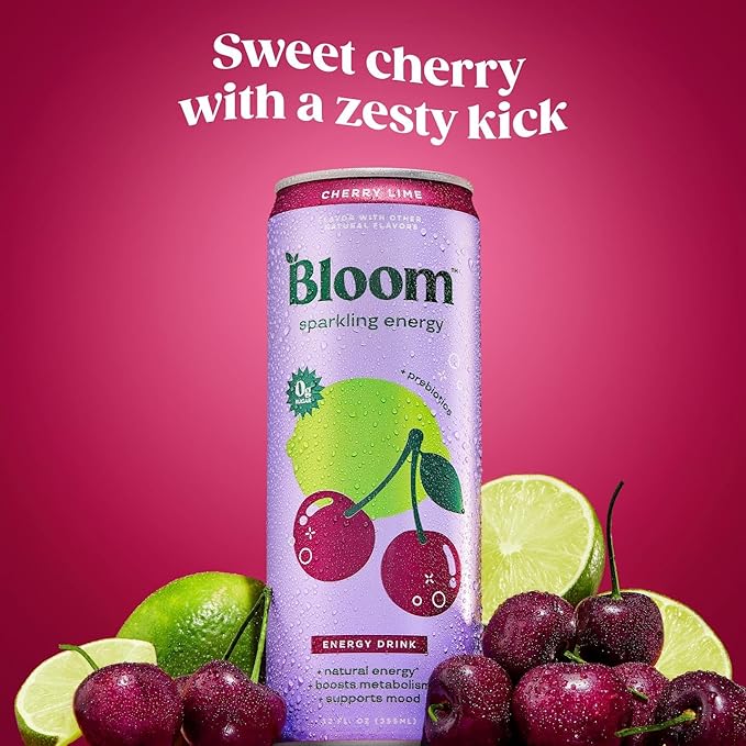 Bloom Nutrition Sparkling Energy Drink - Natural Caffeine, Zero Sugar, 180mg Caffeine