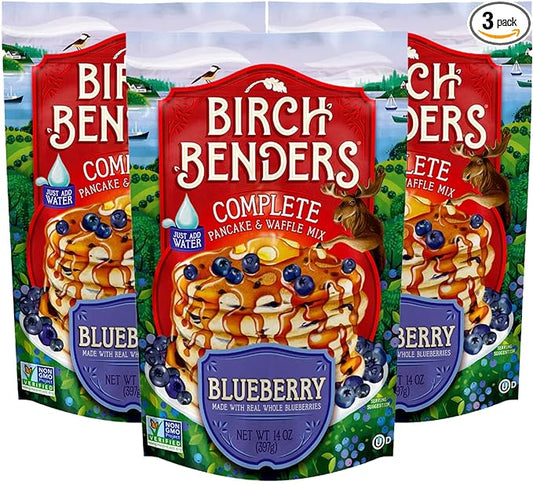 Blueberry Pancake & Waffle Mix By Birch Benders, Made With Real Blueberries, Just Add Water