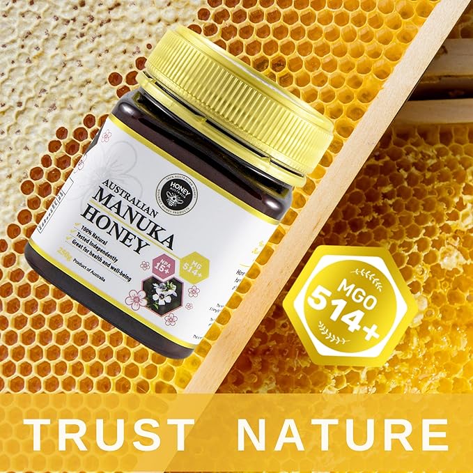 Honey Australia Manuka Honey MGO 514+ | 8.8 oz | Raw, Organic, Pure Certified Australian Honey for