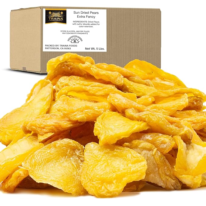 Traina Home Grown Extra Fancy Dried Pear Halves - SEASONAL/LIMITED -Healthy, No Added Sugar, Non