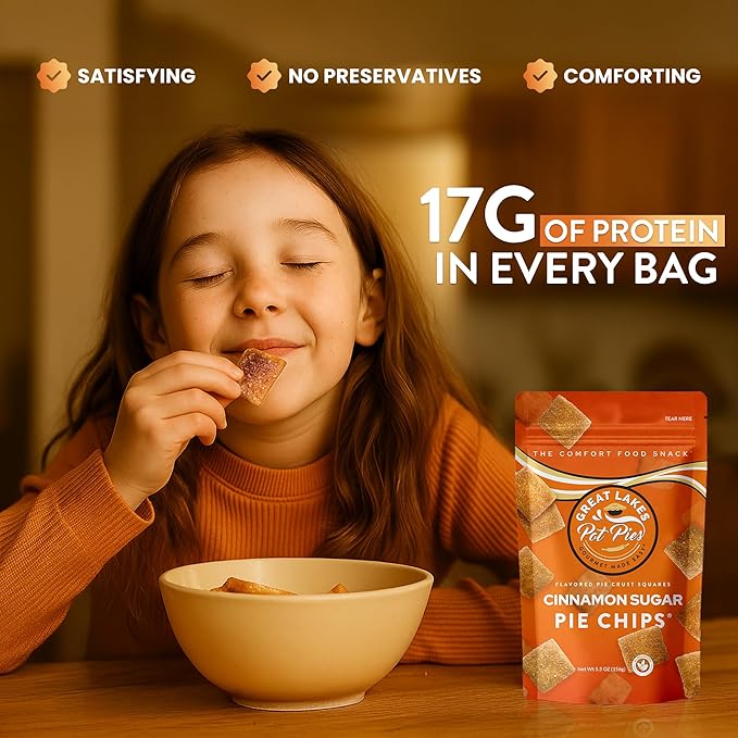 Great Lakes Pot Pies - Cinnamon Sugar Pie Chips - Crunchy Cookie Crisp - Buttery Cinnamon Snacks