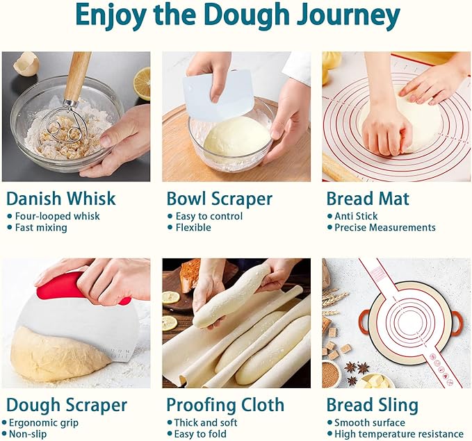 Aliggbent 28Pcs Sourdough Bread Baking Supplies, 10'' Round & 10'' Oval Banneton Bread Proofing