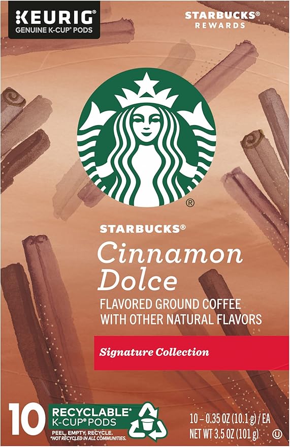 Starbucks Flavored Ground Coffee K-Cup Pods,Cinnamon Dolce,Flavored Ground Coffee Signature