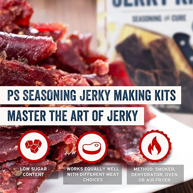 PS Seasoning Jerky Seasoning and Cure Kit (Smoky Hickory) - Award-Winning DIY Beef Jerky Making Kit
