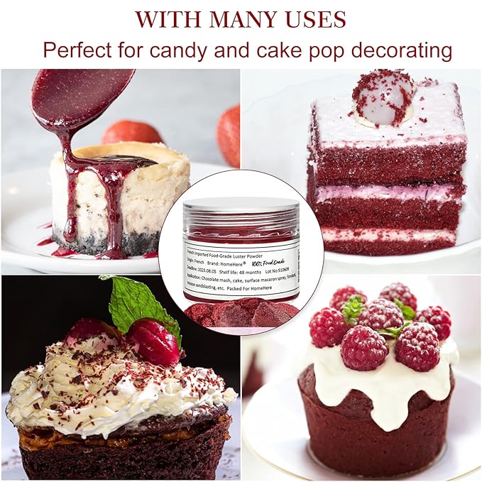 HomeHere Edible Luster Dust Food-Grade Glimmer Powder Glitter for Cake Decorating 7g, Edible