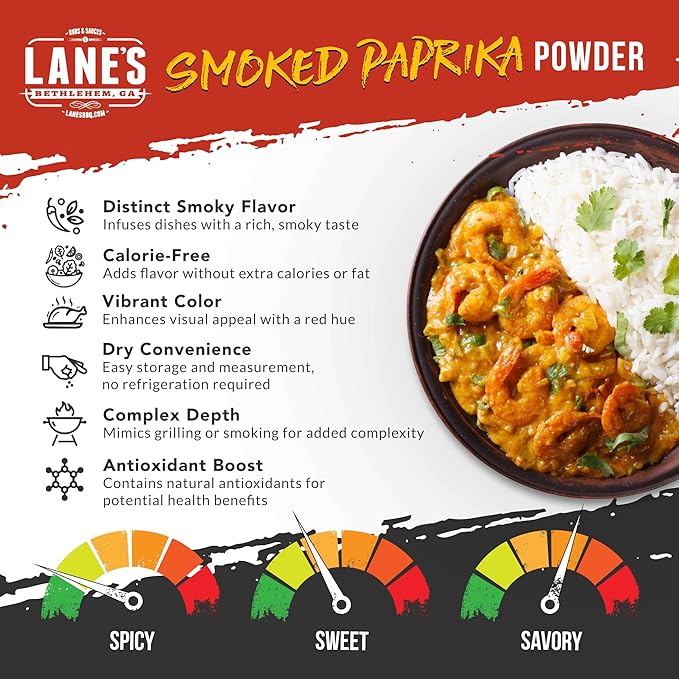 Lane's Smoked Paprika Powder, All-Natural Smoked Paprika Seasoning, Goes Well with Meat, Pork, and