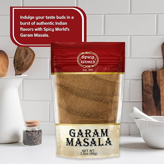 Spicy World Garam Masala Powder 3.5 Oz | Salt Free, Vegan | Indian Origin | Garam Masala Spice