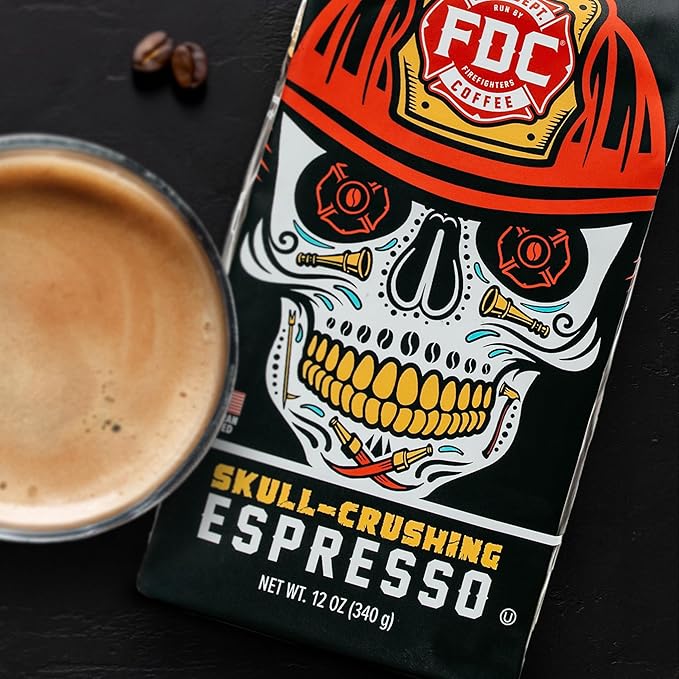 Fire Department Coffee - Gives Back to Firefighters - Full-Bodied & Bold Skull Crushing Espresso